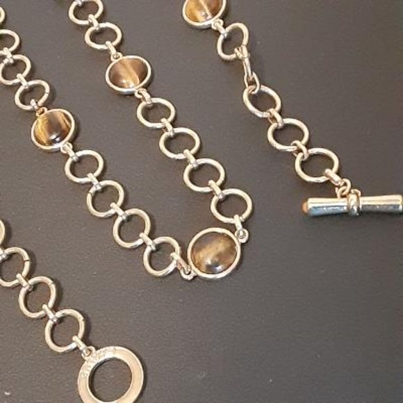 Chaps Gold Tone Chain with Amber Tiger Tone Beads - Picture 9 of 11